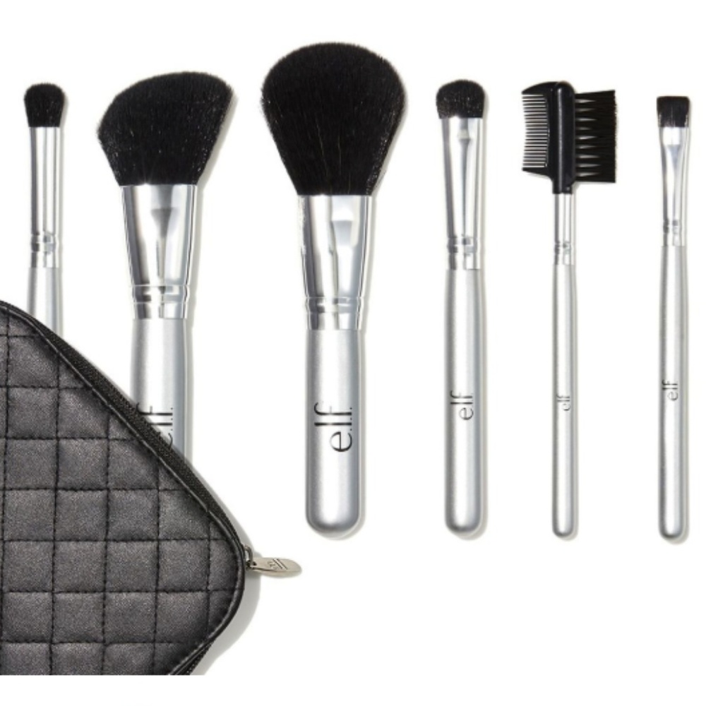 NEW elf 6pc Travel Brush Set with Zipped Case